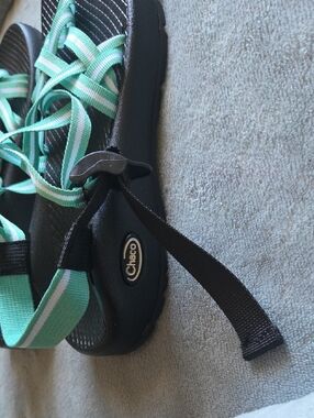 Chaco Black and Mint Green Strappy Sandals